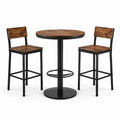 Rundes Bartisch-Set aus Massivholz und Stahl in Schwarz/Braun, 3-teilig