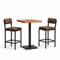 Bartisch-Set Eichenholz Metall/Lederoptik 70x70x110 cm