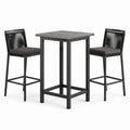 Quadratisches Bartisch-Set mit 2 Barhockern Metall und Polyester Anthrazit/Schwarz
