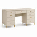 MDF Schreibtisch Beige 140x60x75cm mit 9 Schubladen