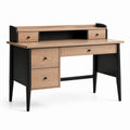 Schreibtisch MDF Stahl 140x60x90 cm Natur Schwarz