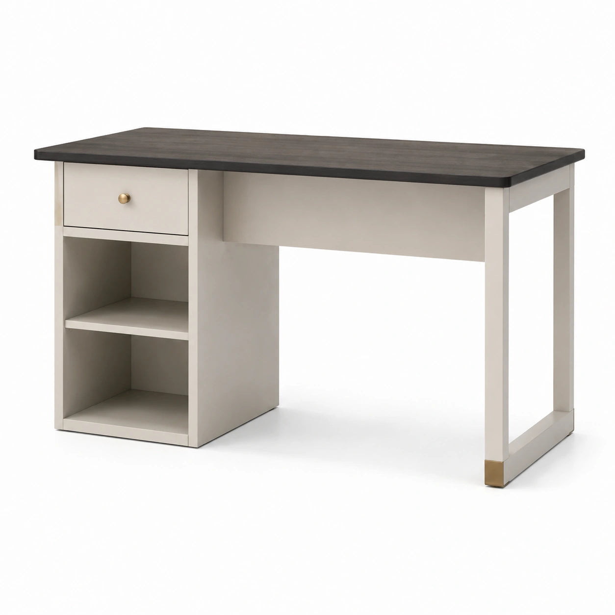 Holz Schreibtisch mit Schublade und Regal schwarz und beige 120x55x75cm