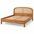 Holzbett mit Rattan-Kopfteil 200x160cm