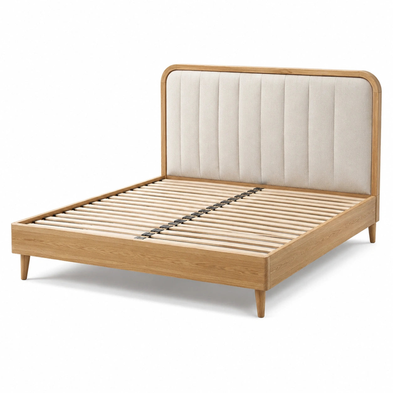 Doppelbett Eiche Holz und Polyestergewebe 200x180 cm