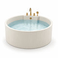 Runde freistehende Acrylbadewanne mit Messingarmaturen Weiß Ø 150 cm