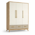 Beiger Kleiderschrank aus MDF mit Eichenfurnier und 3 Schubladen