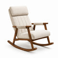 Schaukelstuhl aus Holz mit Polyesterbezug, Beige